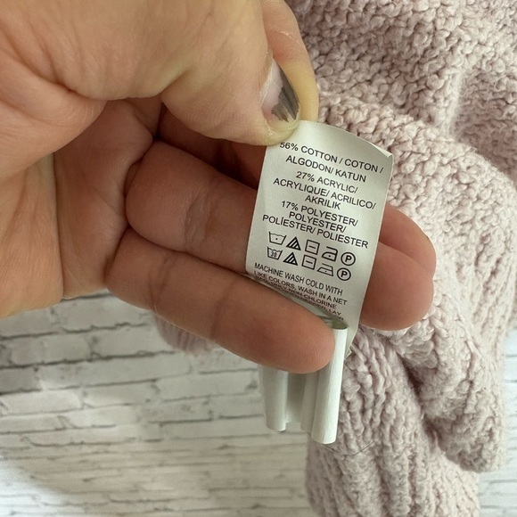 Lucky Brand Pale Pink Cotton Blend Crewneck Knit Sweater - Picture 4 of 5